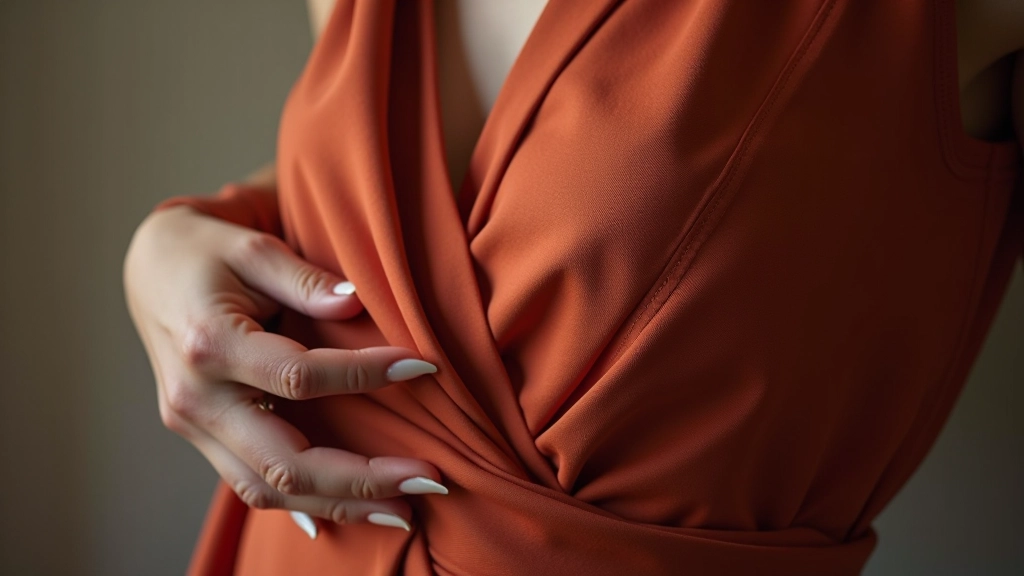 Elbise kumaş ve dikiş detaylarının yakın çekimi, kalite göstergelerini gösteren profesyonel fotoğraf